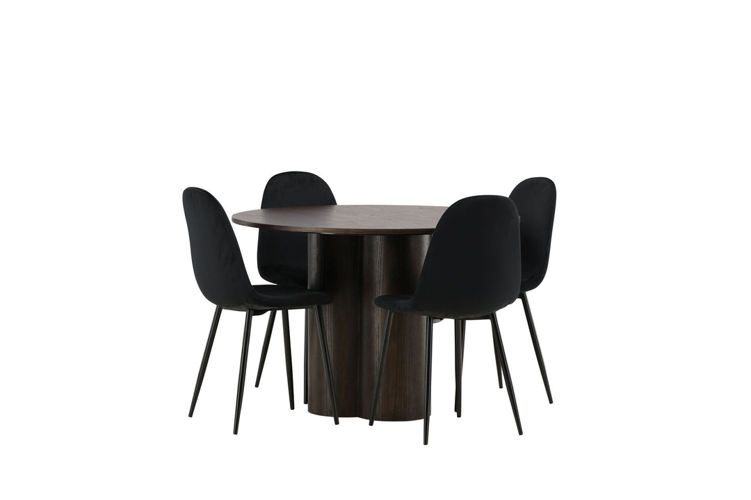 Venture Home OliviaDiningTable-Mocca/MoccaVeneer+PolarDiningChair-Blacklegs/BlackVelvet_4