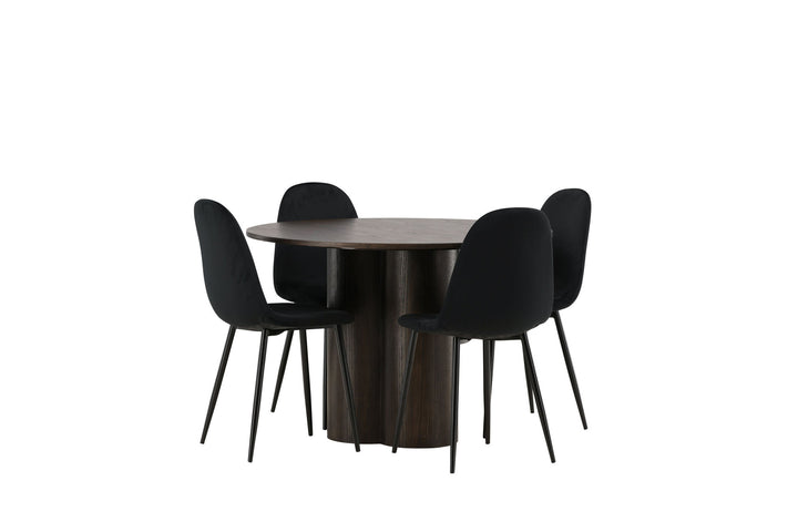Venture Home OliviaDiningTable-Mocca/MoccaVeneer+PolarDiningChair-Blacklegs/BlackVelvet_4