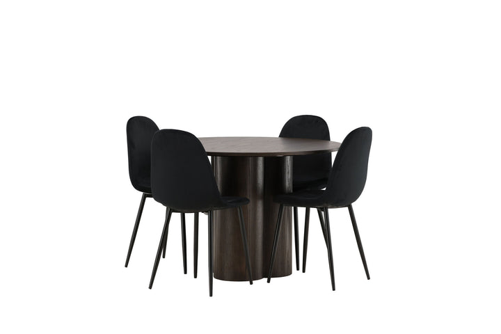 Venture Home OliviaDiningTable-Mocca/MoccaVeneer+PolarDiningChair-Blacklegs/BlackVelvet_4
