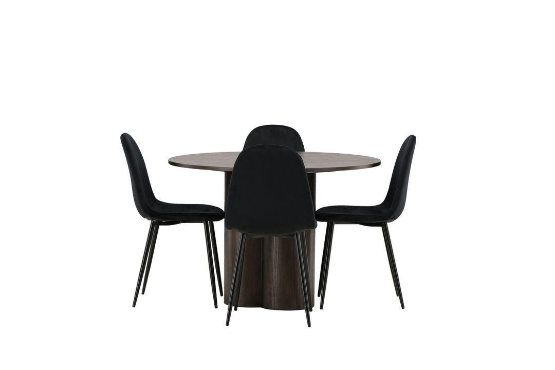 Venture Home OliviaDiningTable-Mocca/MoccaVeneer+PolarDiningChair-Blacklegs/BlackVelvet_4