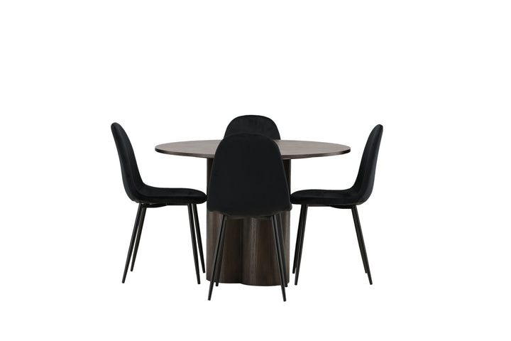 Venture Home OliviaDiningTable-Mocca/MoccaVeneer+PolarDiningChair-Blacklegs/BlackVelvet_4