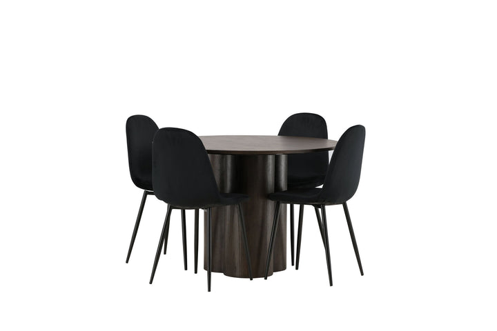 Venture Home OliviaDiningTable-Mocca/MoccaVeneer+PolarDiningChair-Blacklegs/BlackVelvet_4