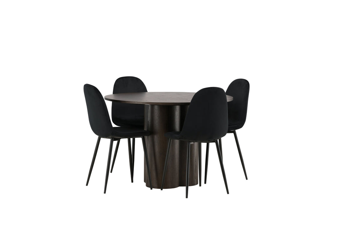 Venture Home OliviaDiningTable-Mocca/MoccaVeneer+PolarDiningChair-Blacklegs/BlackVelvet_4