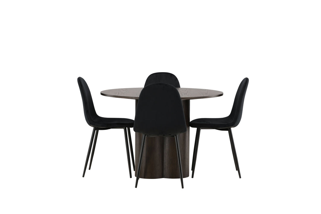 Venture Home OliviaDiningTable-Mocca/MoccaVeneer+PolarDiningChair-Blacklegs/BlackVelvet_4