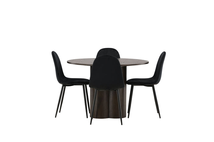 Venture Home OliviaDiningTable-Mocca/MoccaVeneer+PolarDiningChair-Blacklegs/BlackVelvet_4