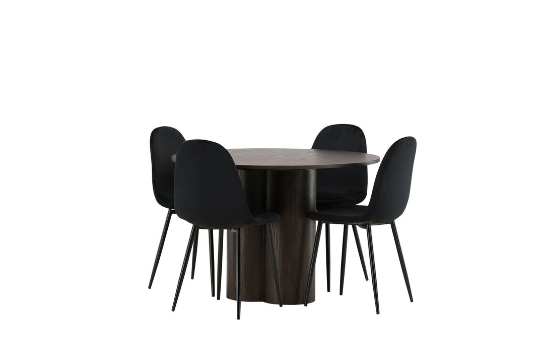 Venture Home OliviaDiningTable-Mocca/MoccaVeneer+PolarDiningChair-Blacklegs/BlackVelvet_4