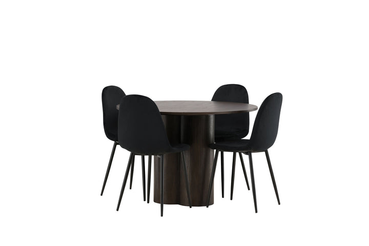 Venture Home OliviaDiningTable-Mocca/MoccaVeneer+PolarDiningChair-Blacklegs/BlackVelvet_4