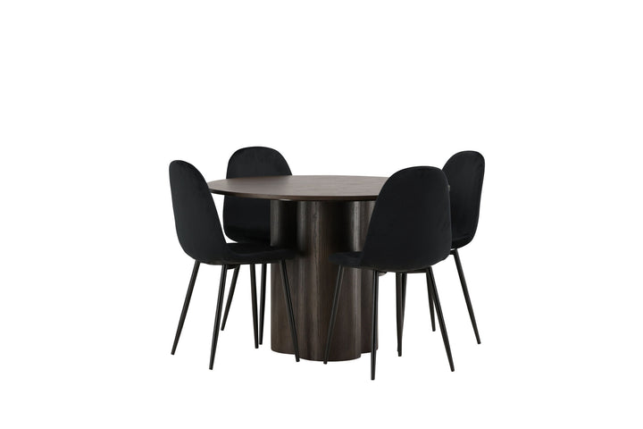 Venture Home OliviaDiningTable-Mocca/MoccaVeneer+PolarDiningChair-Blacklegs/BlackVelvet_4