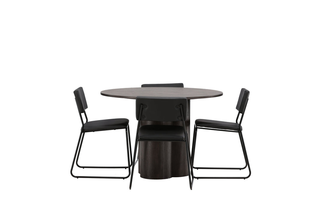 Venture Home OliviaDiningTable-Mocca/MoccaVeneer+KenthChair-Black/BlackPU_4