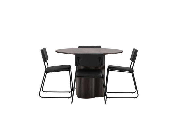 Venture Home OliviaDiningTable-Mocca/MoccaVeneer+KenthChair-Black/BlackPU_4