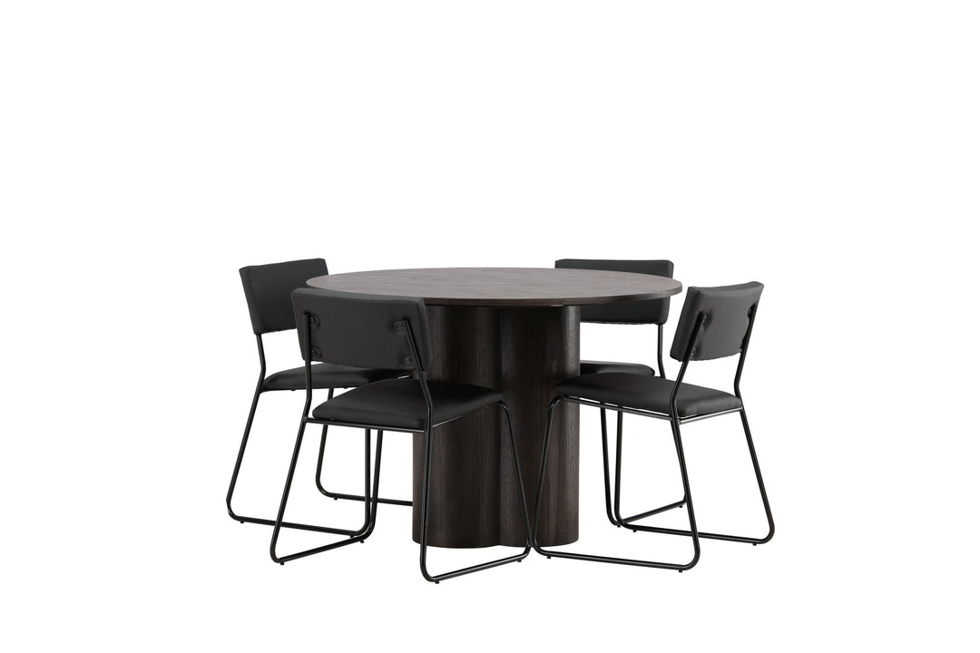 Venture Home OliviaDiningTable-Mocca/MoccaVeneer+KenthChair-Black/BlackPU_4