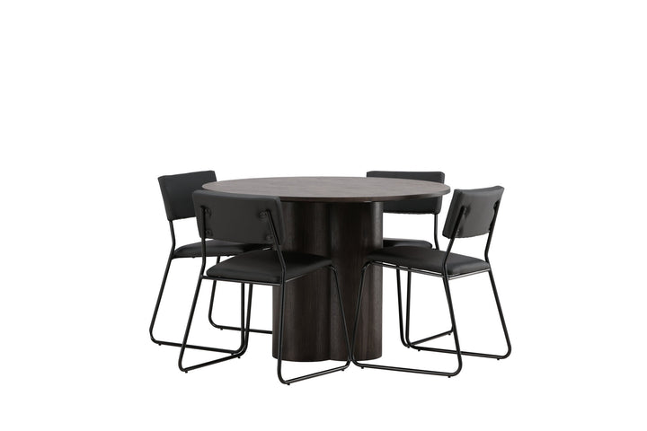 Venture Home OliviaDiningTable-Mocca/MoccaVeneer+KenthChair-Black/BlackPU_4