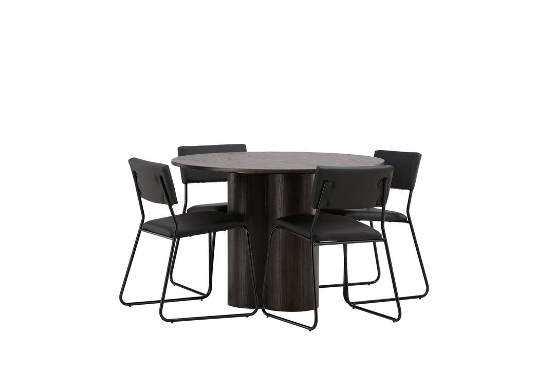 Venture Home OliviaDiningTable-Mocca/MoccaVeneer+KenthChair-Black/BlackPU_4
