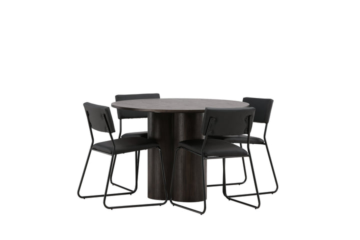 Venture Home OliviaDiningTable-Mocca/MoccaVeneer+KenthChair-Black/BlackPU_4