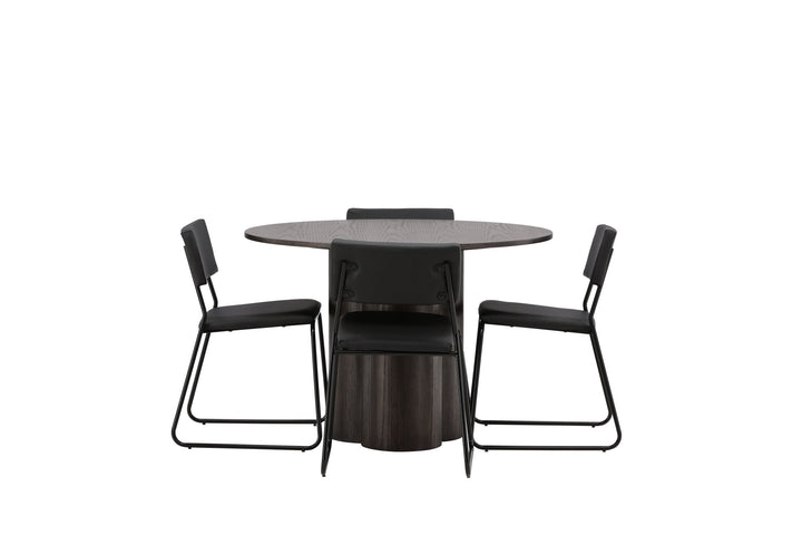 Venture Home OliviaDiningTable-Mocca/MoccaVeneer+KenthChair-Black/BlackPU_4