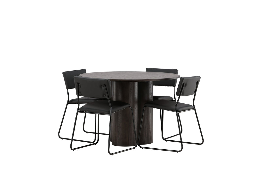 Venture Home OliviaDiningTable-Mocca/MoccaVeneer+KenthChair-Black/BlackPU_4