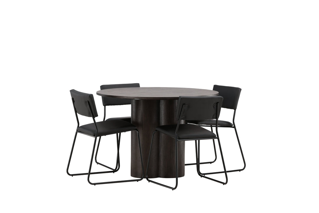 Venture Home OliviaDiningTable-Mocca/MoccaVeneer+KenthChair-Black/BlackPU_4