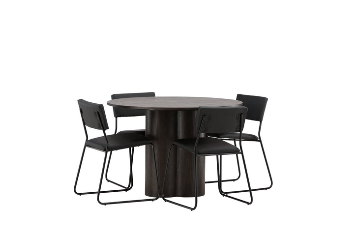 Venture Home OliviaDiningTable-Mocca/MoccaVeneer+KenthChair-Black/BlackPU_4