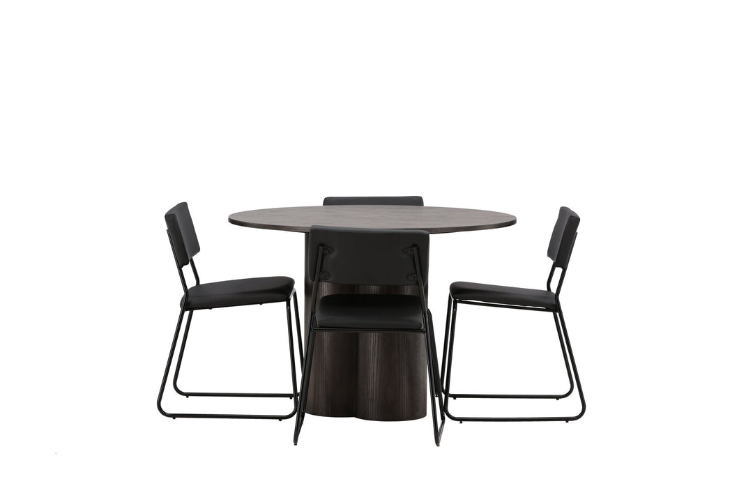Venture Home OliviaDiningTable-Mocca/MoccaVeneer+KenthChair-Black/BlackPU_4