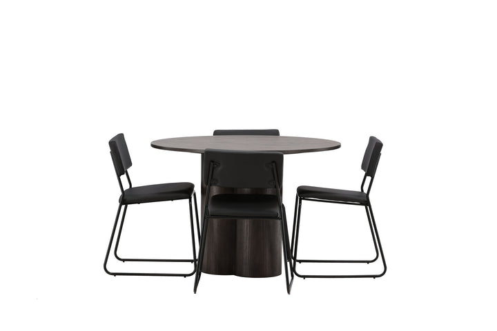 Venture Home OliviaDiningTable-Mocca/MoccaVeneer+KenthChair-Black/BlackPU_4
