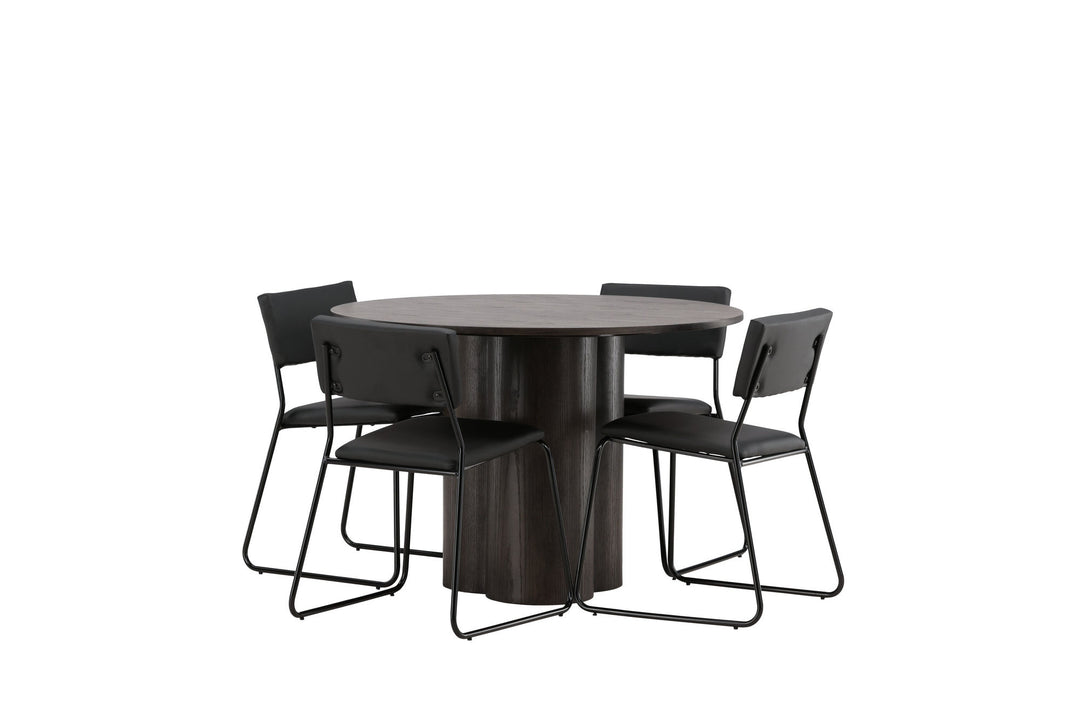 Venture Home OliviaDiningTable-Mocca/MoccaVeneer+KenthChair-Black/BlackPU_4