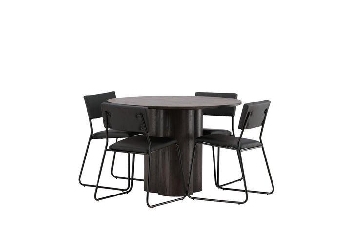 Venture Home OliviaDiningTable-Mocca/MoccaVeneer+KenthChair-Black/BlackPU_4
