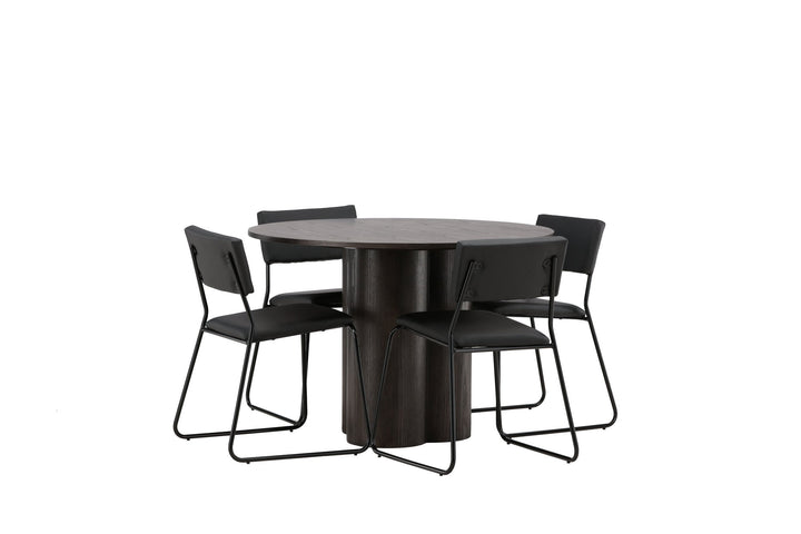 Venture Home OliviaDiningTable-Mocca/MoccaVeneer+KenthChair-Black/BlackPU_4