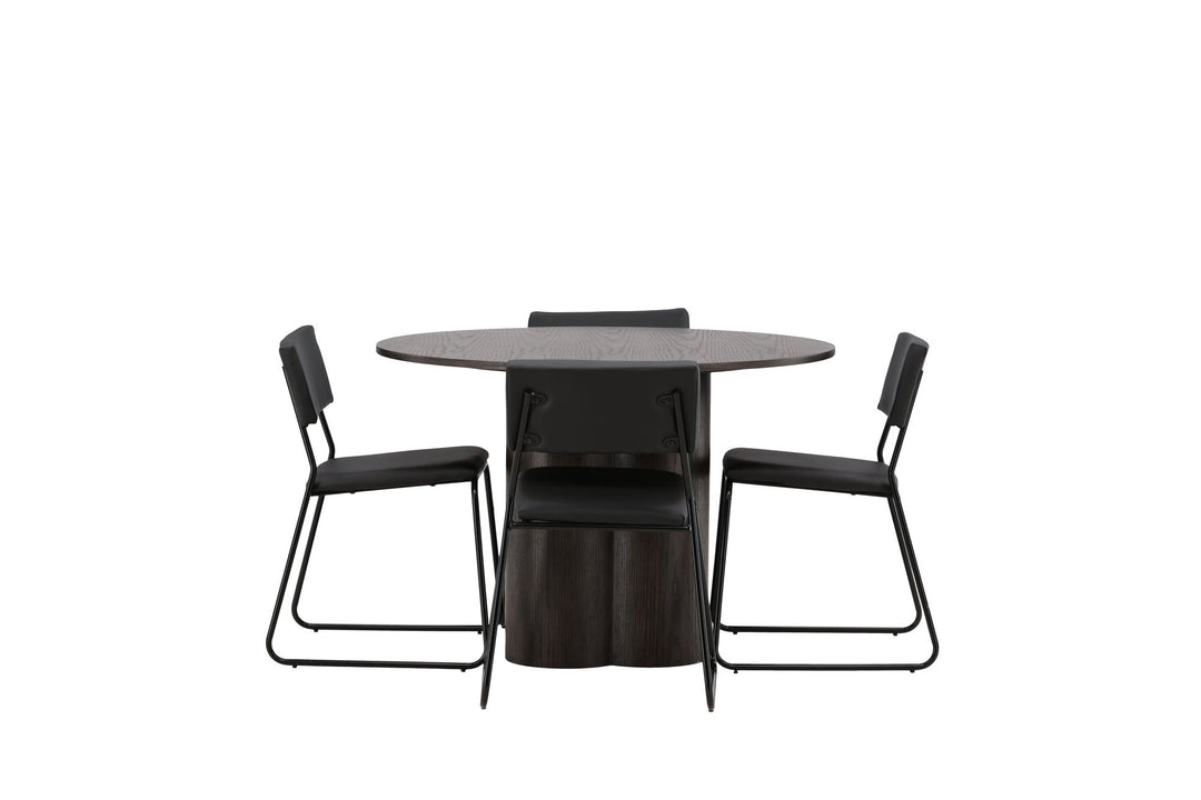 Venture Home OliviaDiningTable-Mocca/MoccaVeneer+KenthChair-Black/BlackPU_4