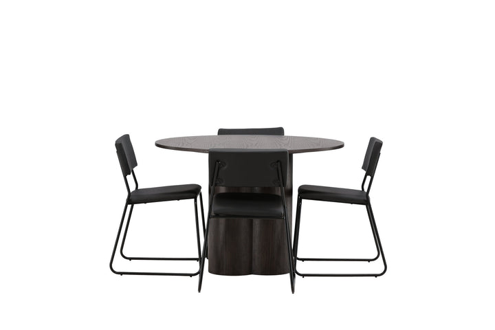 Venture Home OliviaDiningTable-Mocca/MoccaVeneer+KenthChair-Black/BlackPU_4