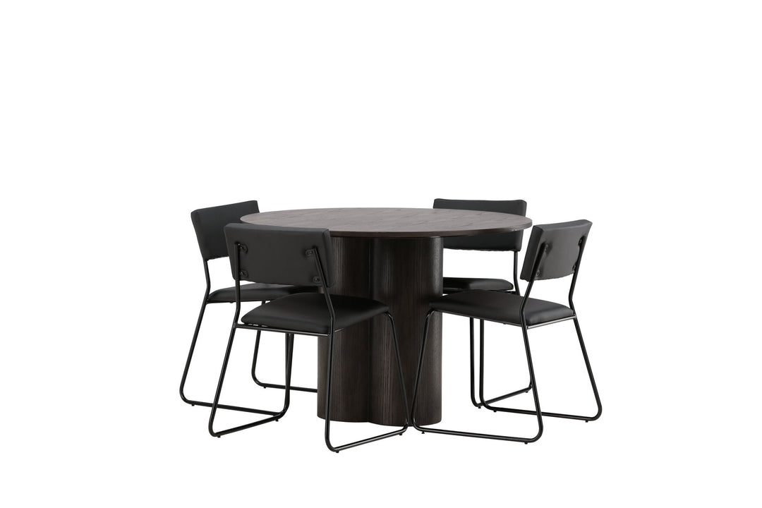 Venture Home OliviaDiningTable-Mocca/MoccaVeneer+KenthChair-Black/BlackPU_4