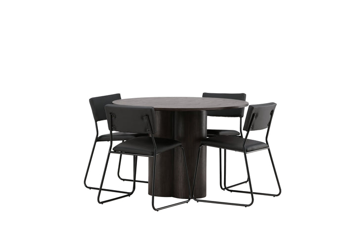 Venture Home OliviaDiningTable-Mocca/MoccaVeneer+KenthChair-Black/BlackPU_4