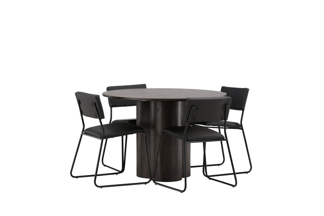 Venture Home OliviaDiningTable-Mocca/MoccaVeneer+KenthChair-Black/BlackPU_4