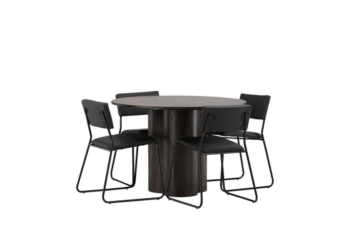 Venture Home OliviaDiningTable-Mocca/MoccaVeneer+KenthChair-Black/BlackPU_4