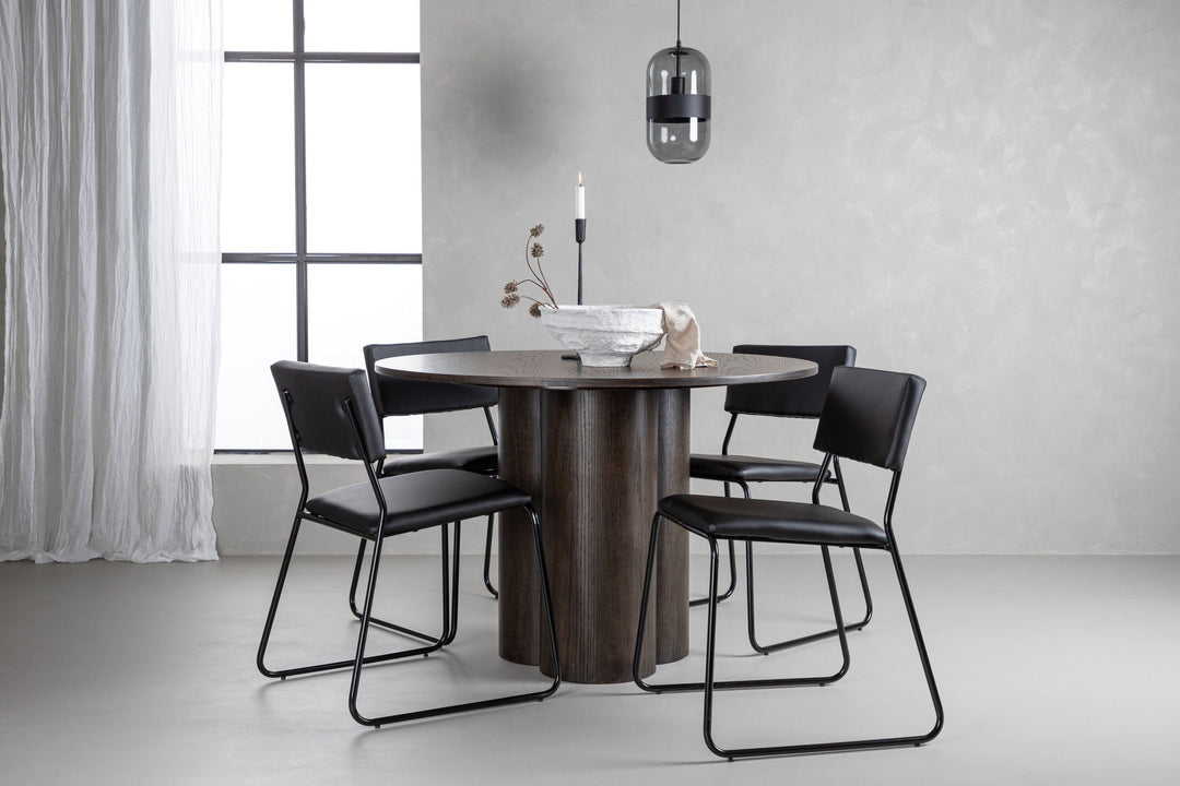 Venture Home OliviaDiningTable-Mocca/MoccaVeneer+KenthChair-Black/BlackPU_4