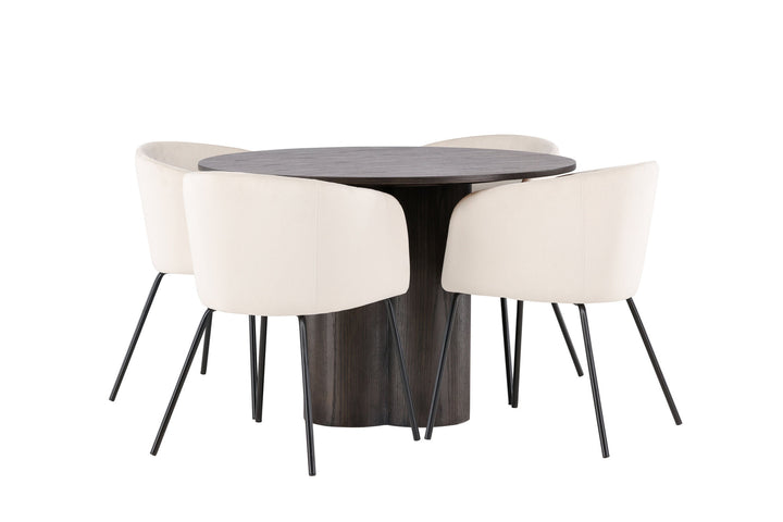 Venture Home OliviaDiningTable-Mocca/MoccaVeneer+BeritChair-Black/BeigeVelvet_4