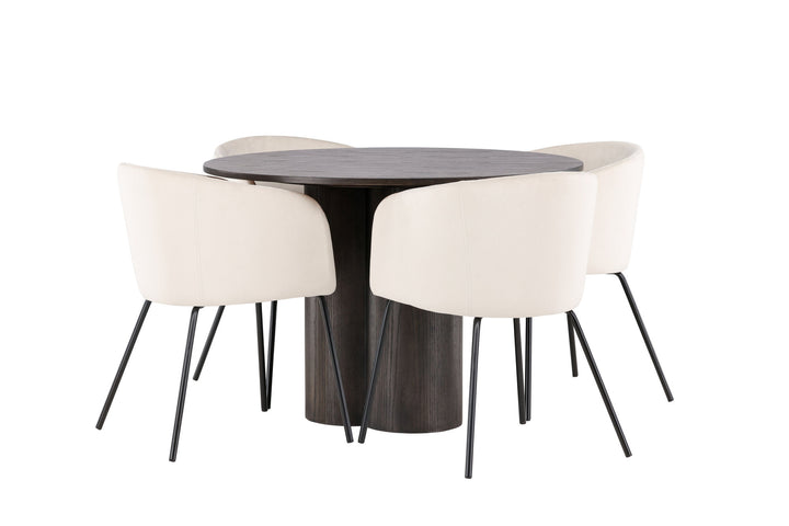 Venture Home OliviaDiningTable-Mocca/MoccaVeneer+BeritChair-Black/BeigeVelvet_4