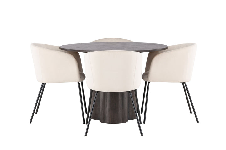 Venture Home OliviaDiningTable-Mocca/MoccaVeneer+BeritChair-Black/BeigeVelvet_4