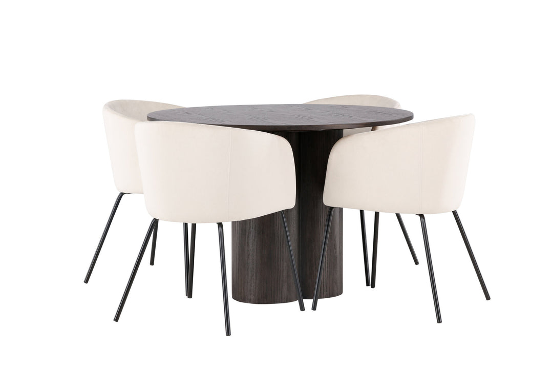Venture Home OliviaDiningTable-Mocca/MoccaVeneer+BeritChair-Black/BeigeVelvet_4