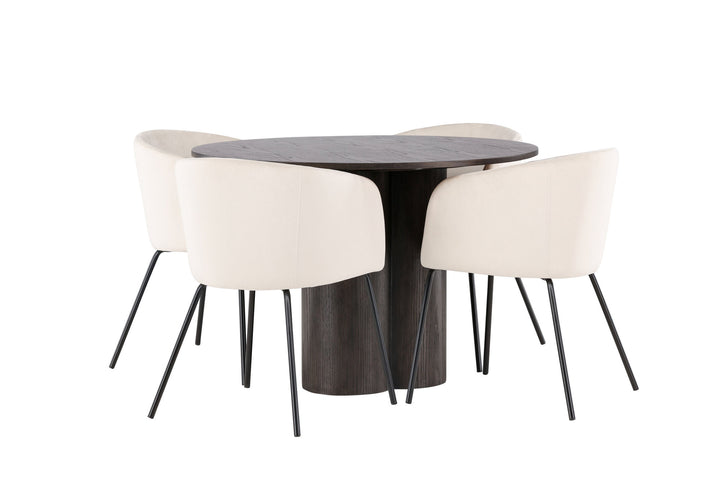 Venture Home OliviaDiningTable-Mocca/MoccaVeneer+BeritChair-Black/BeigeVelvet_4