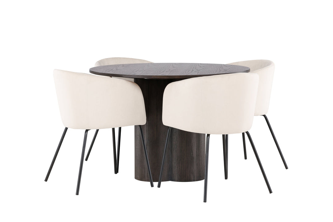 Venture Home OliviaDiningTable-Mocca/MoccaVeneer+BeritChair-Black/BeigeVelvet_4