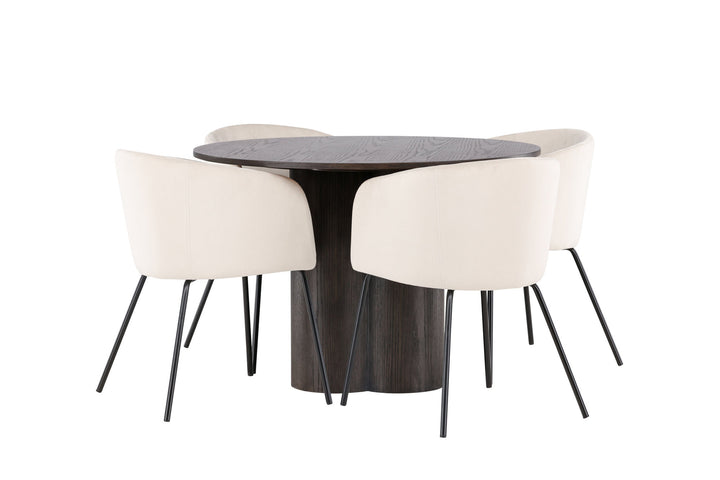 Venture Home OliviaDiningTable-Mocca/MoccaVeneer+BeritChair-Black/BeigeVelvet_4
