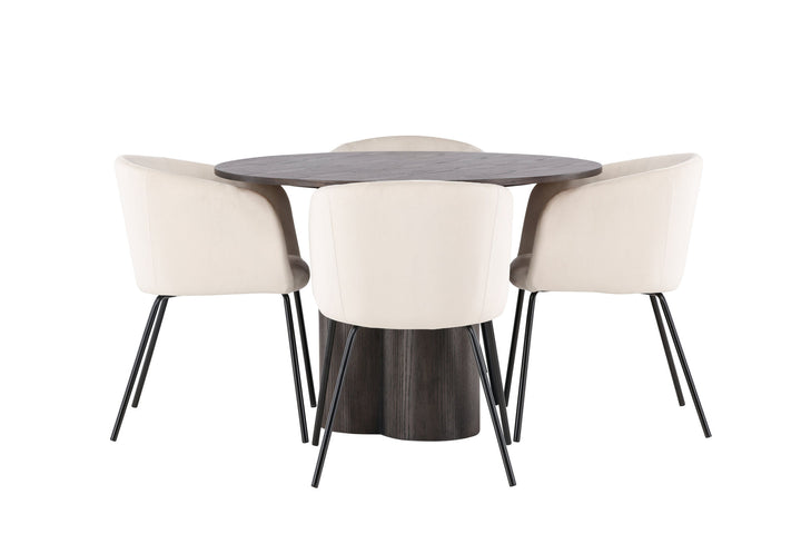 Venture Home OliviaDiningTable-Mocca/MoccaVeneer+BeritChair-Black/BeigeVelvet_4