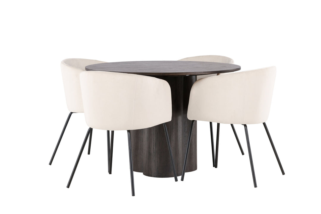 Venture Home OliviaDiningTable-Mocca/MoccaVeneer+BeritChair-Black/BeigeVelvet_4