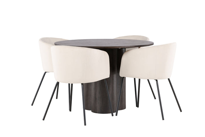 Venture Home OliviaDiningTable-Mocca/MoccaVeneer+BeritChair-Black/BeigeVelvet_4