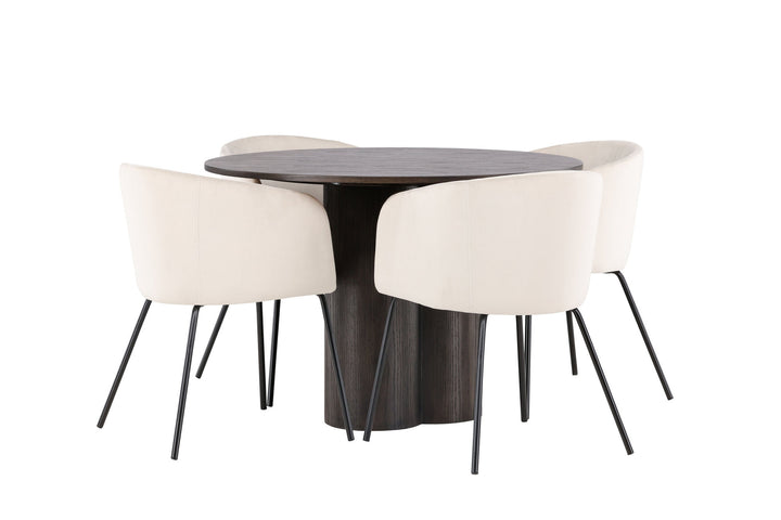 Venture Home OliviaDiningTable-Mocca/MoccaVeneer+BeritChair-Black/BeigeVelvet_4