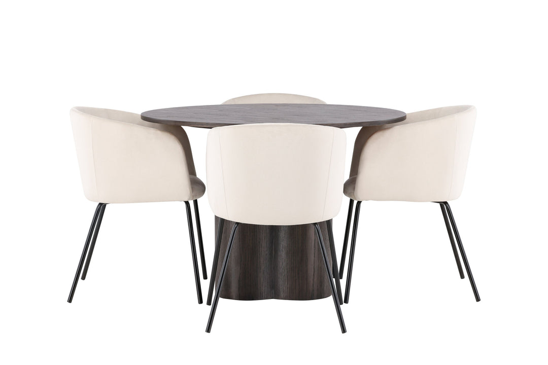 Venture Home OliviaDiningTable-Mocca/MoccaVeneer+BeritChair-Black/BeigeVelvet_4