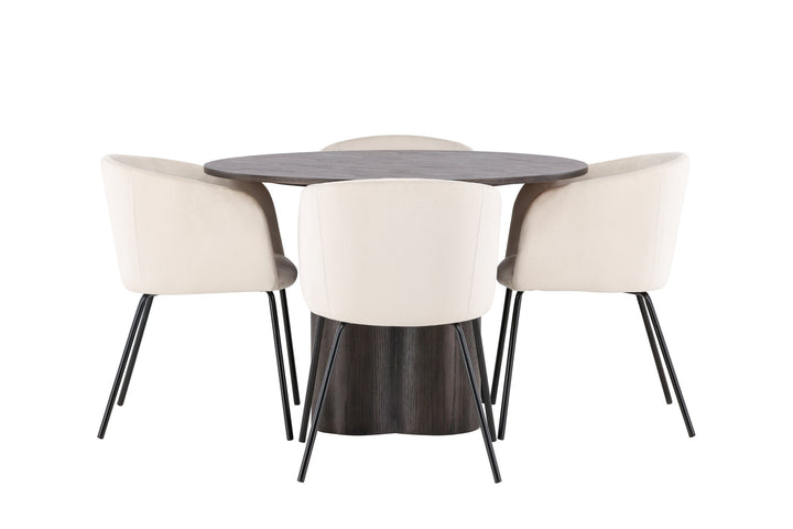 Venture Home OliviaDiningTable-Mocca/MoccaVeneer+BeritChair-Black/BeigeVelvet_4