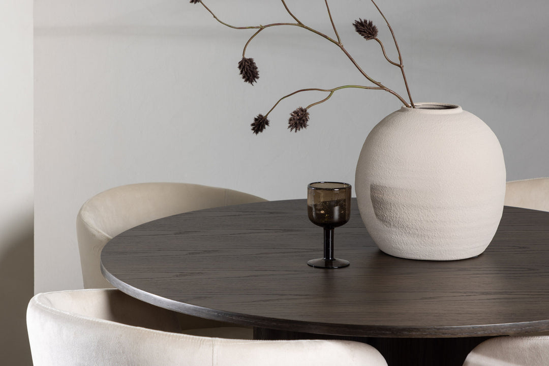 Venture Home OliviaDiningTable-Mocca/MoccaVeneer+BeritChair-Black/BeigeVelvet_4
