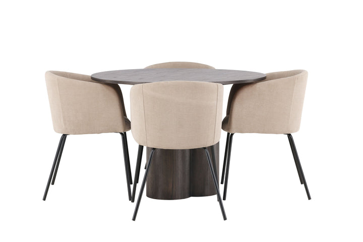 Venture Home OliviaDiningTable-Mocca/MoccaVeneer+BeritChair-Black/BeigeFabric(Polyesterlinen)_4
