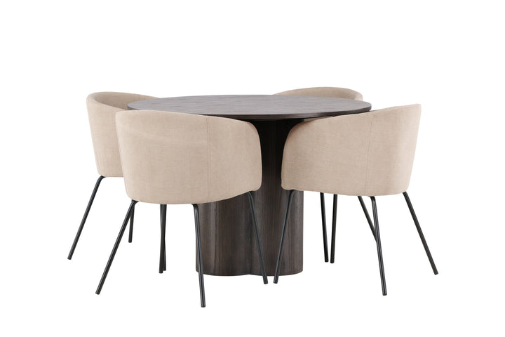 Venture Home OliviaDiningTable-Mocca/MoccaVeneer+BeritChair-Black/BeigeFabric(Polyesterlinen)_4